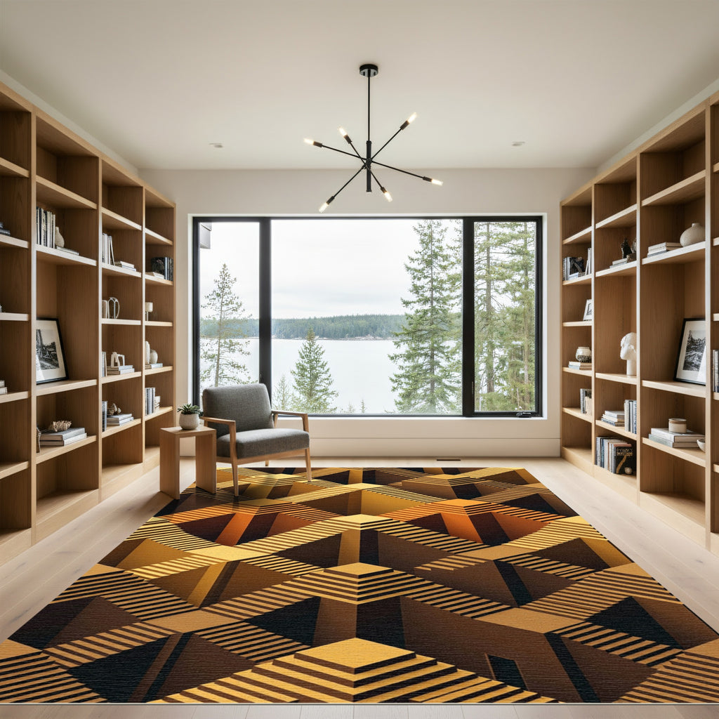 Golden Bronze Infinite Staircase Illusion Rug