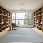 Minimalist Metallic Silver Horizontal Striped Rug