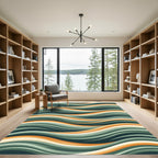 Abstract Swirl Teal Orange waves Rug
