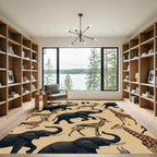 Safari Animal Illustration Cream Area Rug
