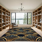 Art Deco Gold Navy Fan Arches Rug