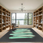 Mint Peach Horizontal Brush Strokes Rug