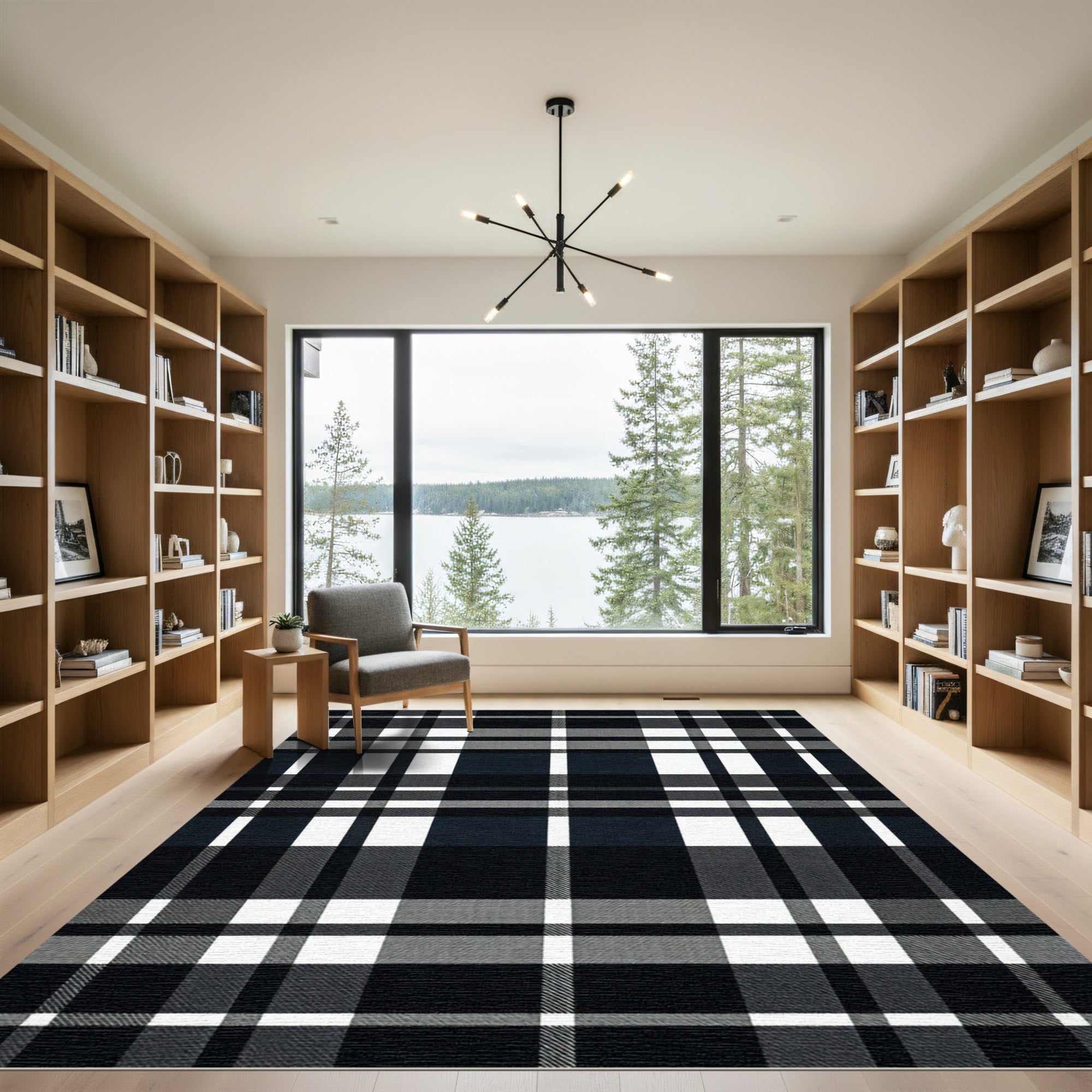 Bold Checkered Overlay Weave Rug