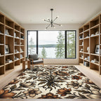 Vintage Sepia Floral Botanical Bouquet Rug