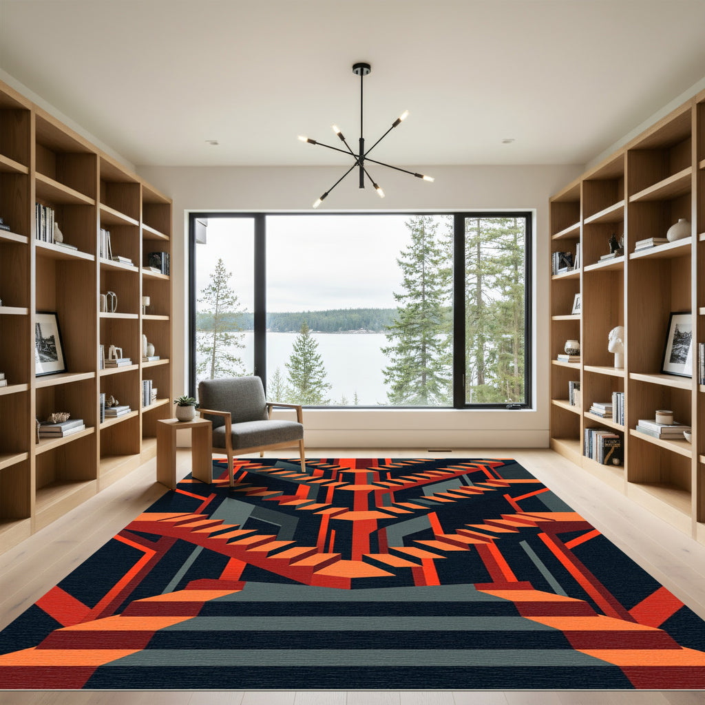 Orange Geometric Illusion Staircase Rug