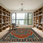 Terracotta Teal Ornate Star Medallion Rug