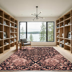 Blush Damask Ornate Filigree Medallion Rug