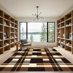 Warm Brown Plaid Crossing Lines Rug