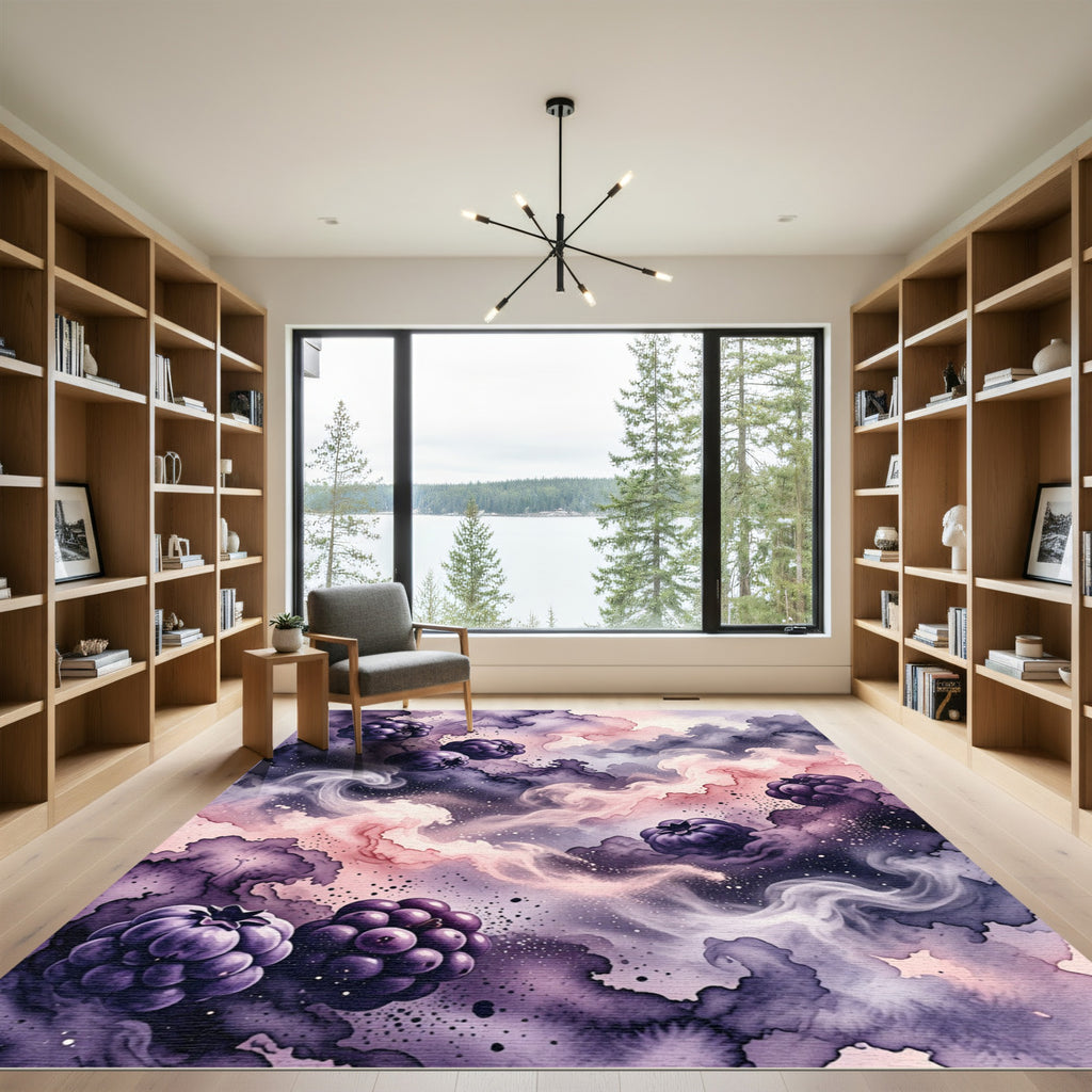 Ethereal Amethyst Berry Smoke Swirl Rug