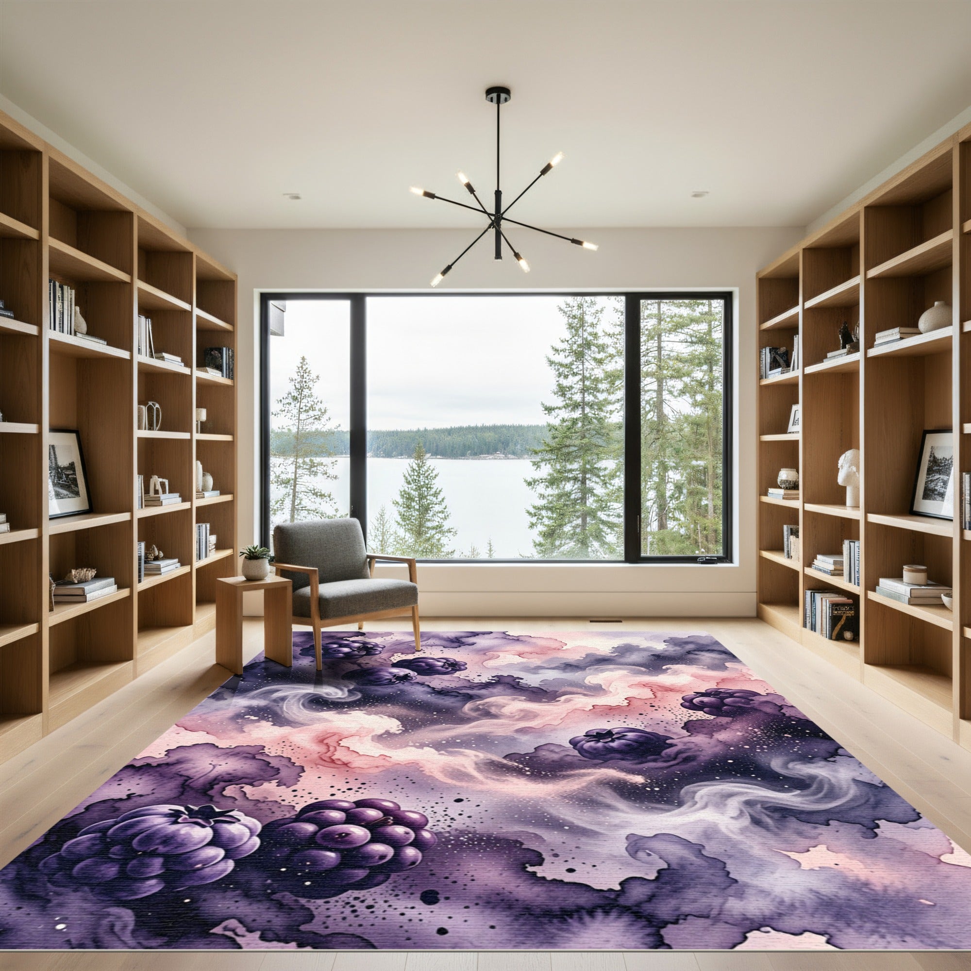 Ethereal Amethyst Berry Smoke Swirl Rug