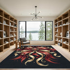 Elegant Crimson Royal Ribbon Bow Rug