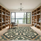 Sage Green Filigree Botanical Quatrefoil Rug