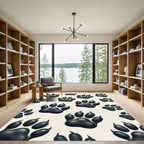 Monochromatic Minimalist Bear Paw Accent Rug