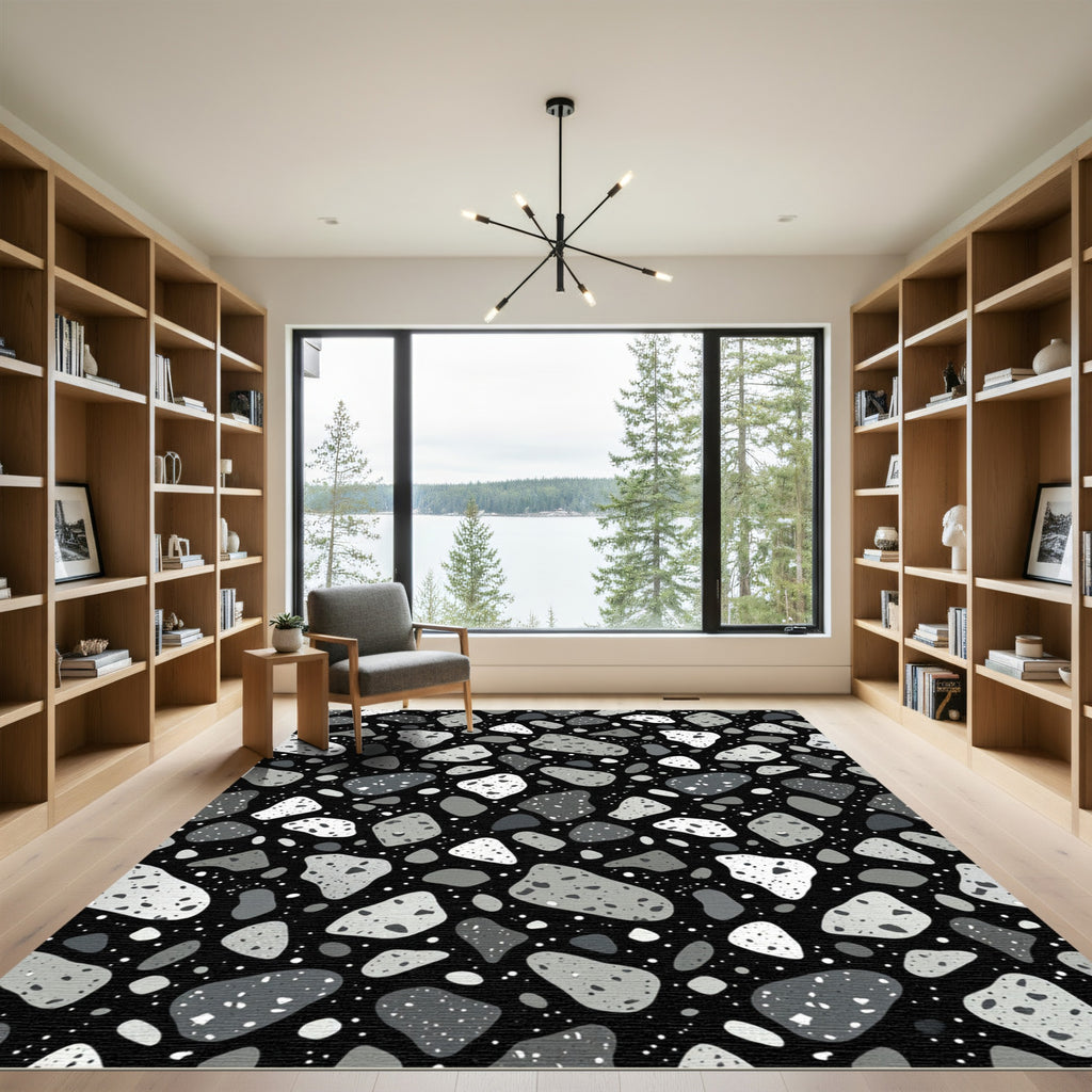 Monochromatic Terrazzo Stone Splash Rug