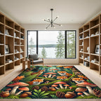 Whimsical Woodland Deer and Fox Forest Rug