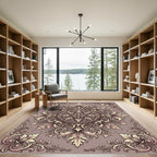Vintage Beige Acanthus Scroll Medallion Rug