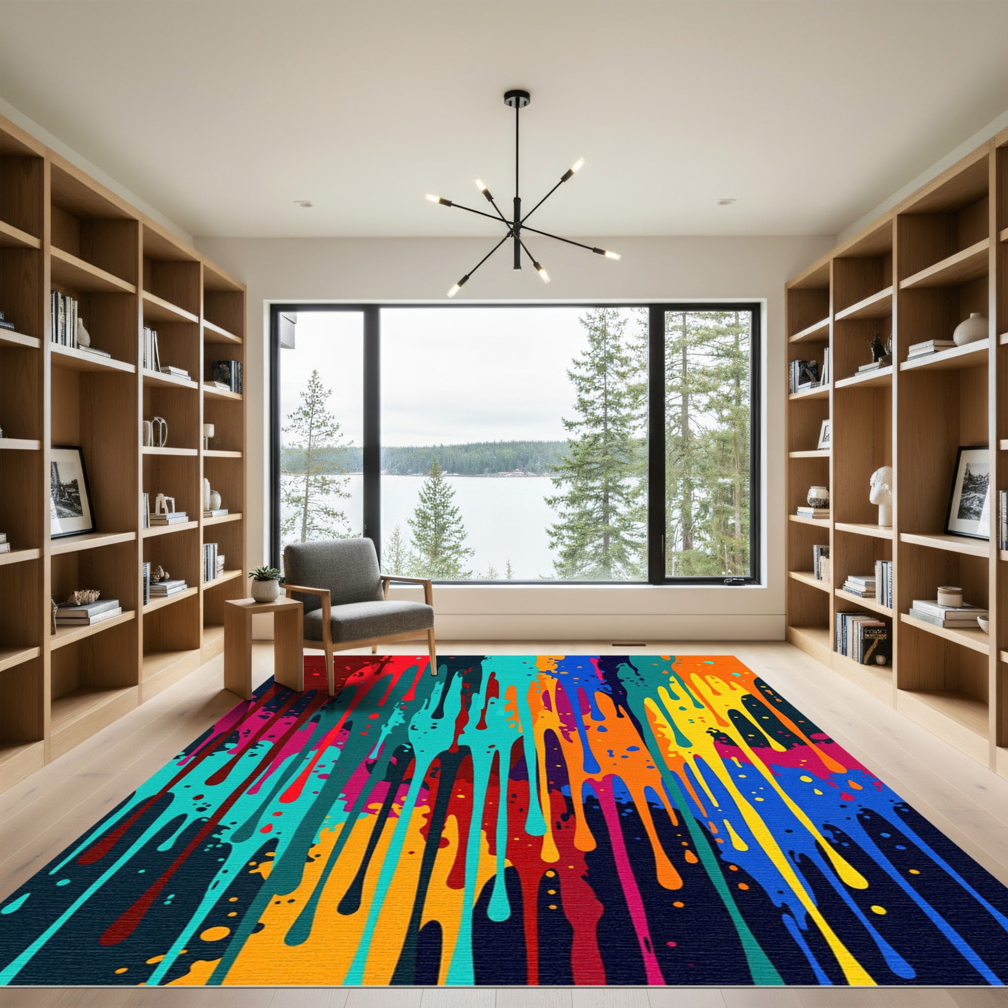 Vibrant Dripping Paint Abstract Rug
