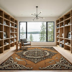 Ornate Damask Medallion Terracotta Filigree Rug