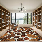 Autumn Acorn Hazelnut Oak Leaf Pattern Rug