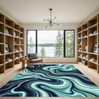 Abstract Teal Fluid Branch Flow Rug