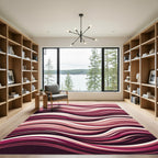 Crimson Wave Abstract Swirl Rug