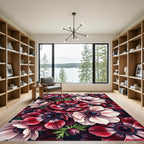 Crimson and Pink Anemone Floral Explosion Rug