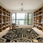 Monochrome Geometric Hexagon Islamic Art Rug