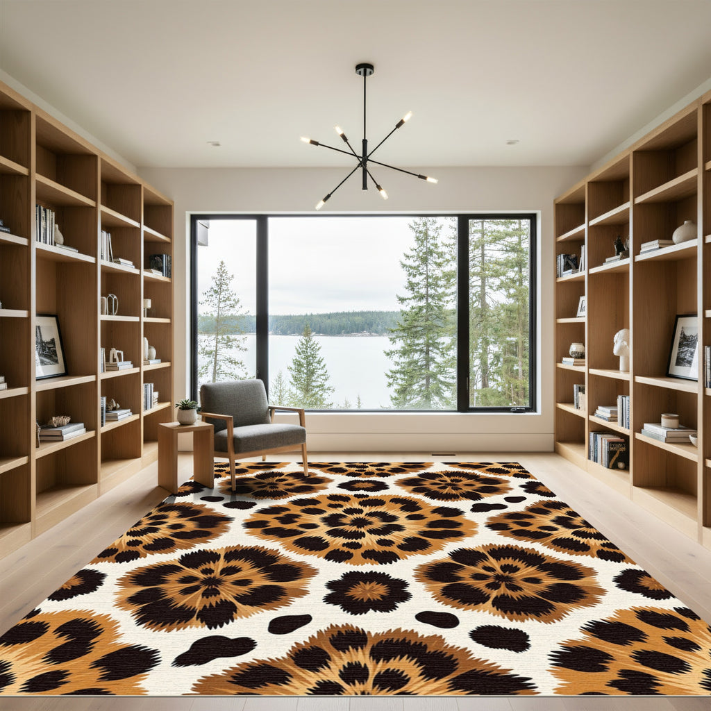 Bold Animal Print Floral Medallion Rug