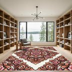 Vintage Pink Rose Floral Damask Rug