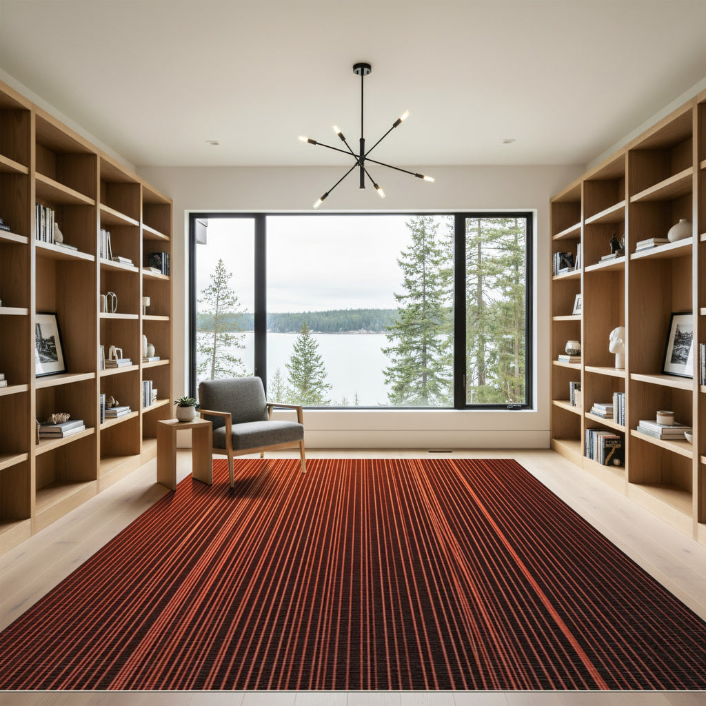 Warm Orange Vertical Stripe Rug