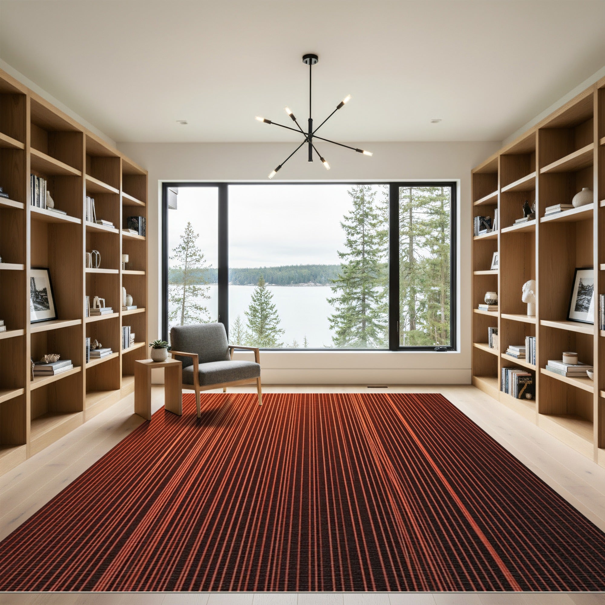 Warm Orange Vertical Stripe Rug