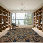 Geometric Hexagon Medallion Earthy Bronze Rug