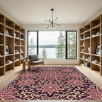 Burgundy Golden Star Intricate Filigree Rug