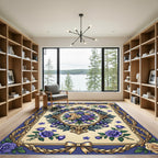 Lavish Royal Blue Rose Garland Rug