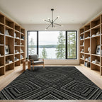 Black And Gray Geometric Diamond Rug