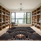 Art Deco Black Gold Fan Rug