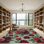 Deep Red Rose Botanical Garden Rug