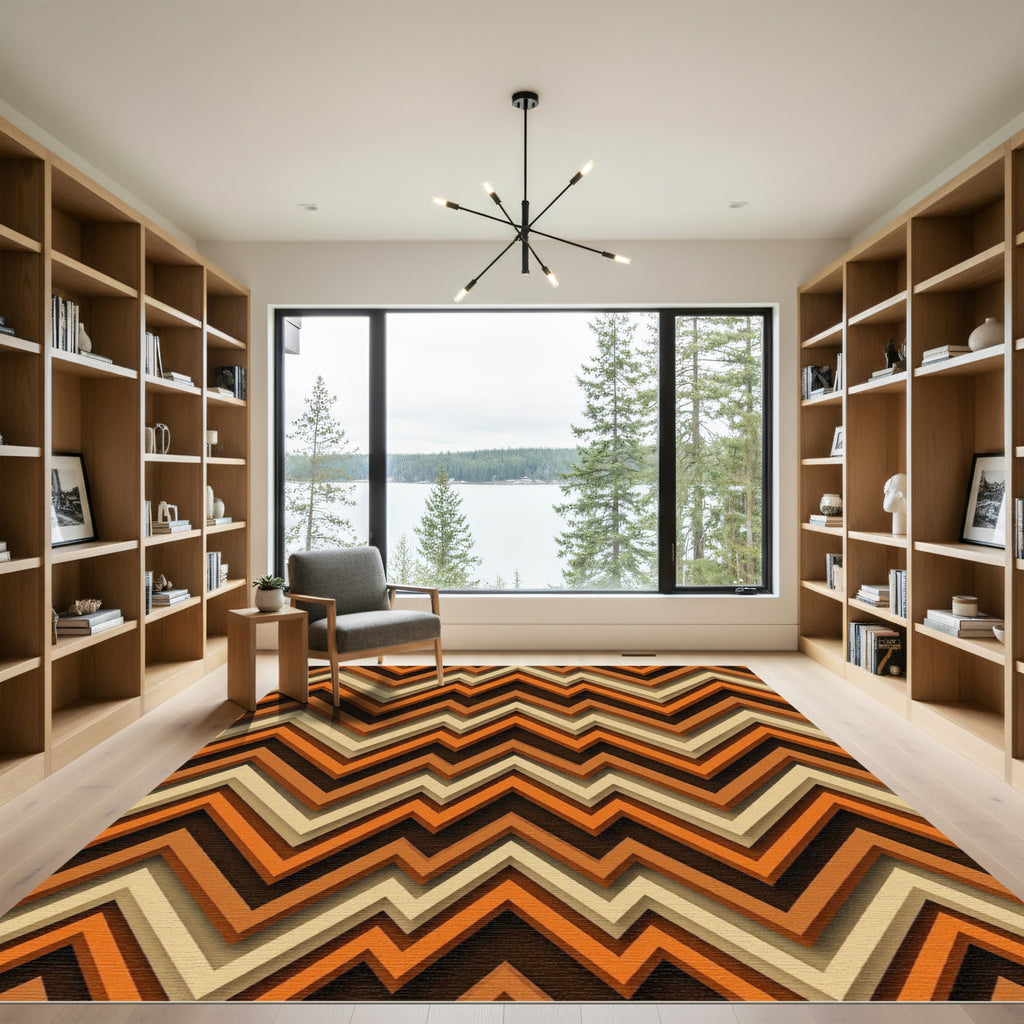 Chunky Zigzag Orange Brown Rug