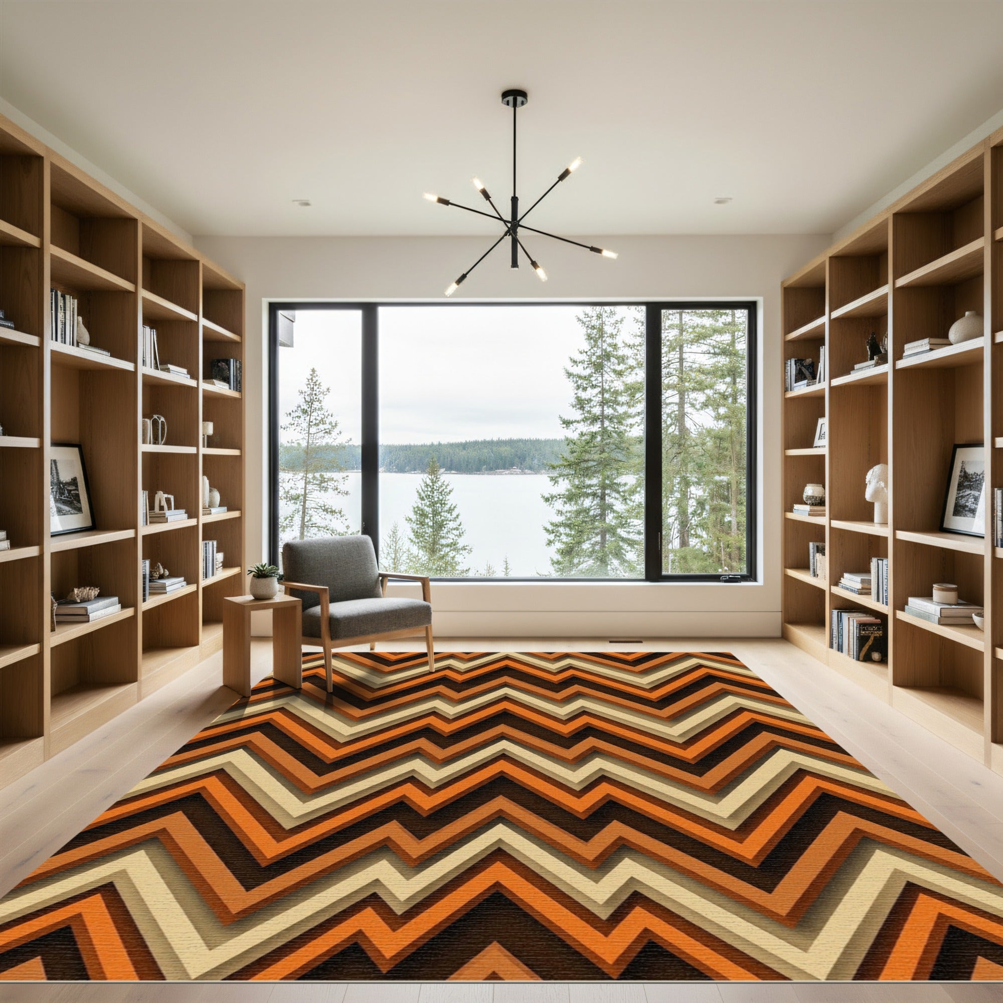 Chunky Zigzag Orange Brown Rug