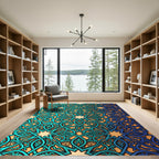 Azure Geometric Star Medallion Rug