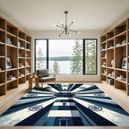 Nautical Compass Beacon Radiating Stripes Rug