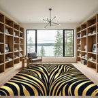 Golden Black Abstract Fan Rug