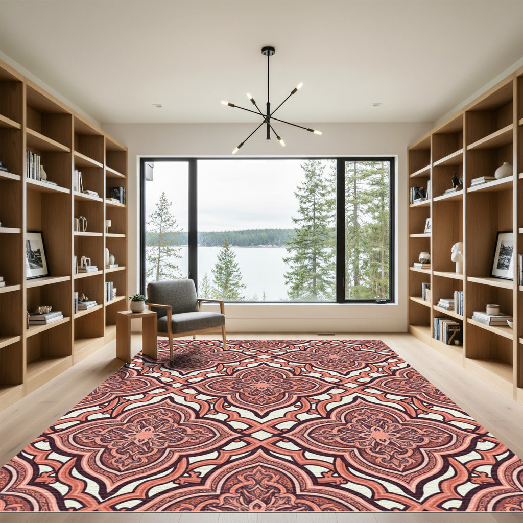 Terracotta Repeating Quatrefoil Medallion Rug