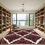 Gothic Crimson Heart Damask Rug