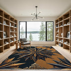 Gilded Starburst Medallion Black Golden Rug