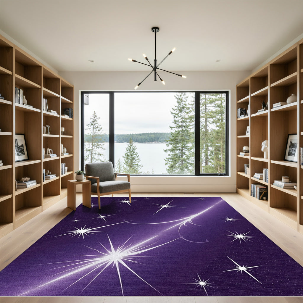 Cosmic Night Sky Glowing Stars Rug