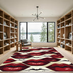 Bold Crimson Lips Pop Art Arrangement Rug