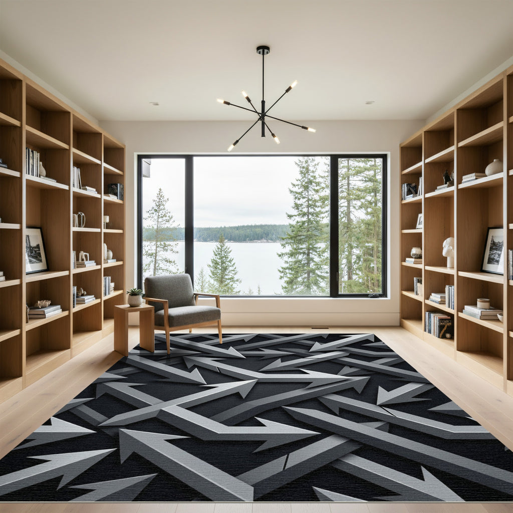 Gray Intertwined Arrow Pattern Rug