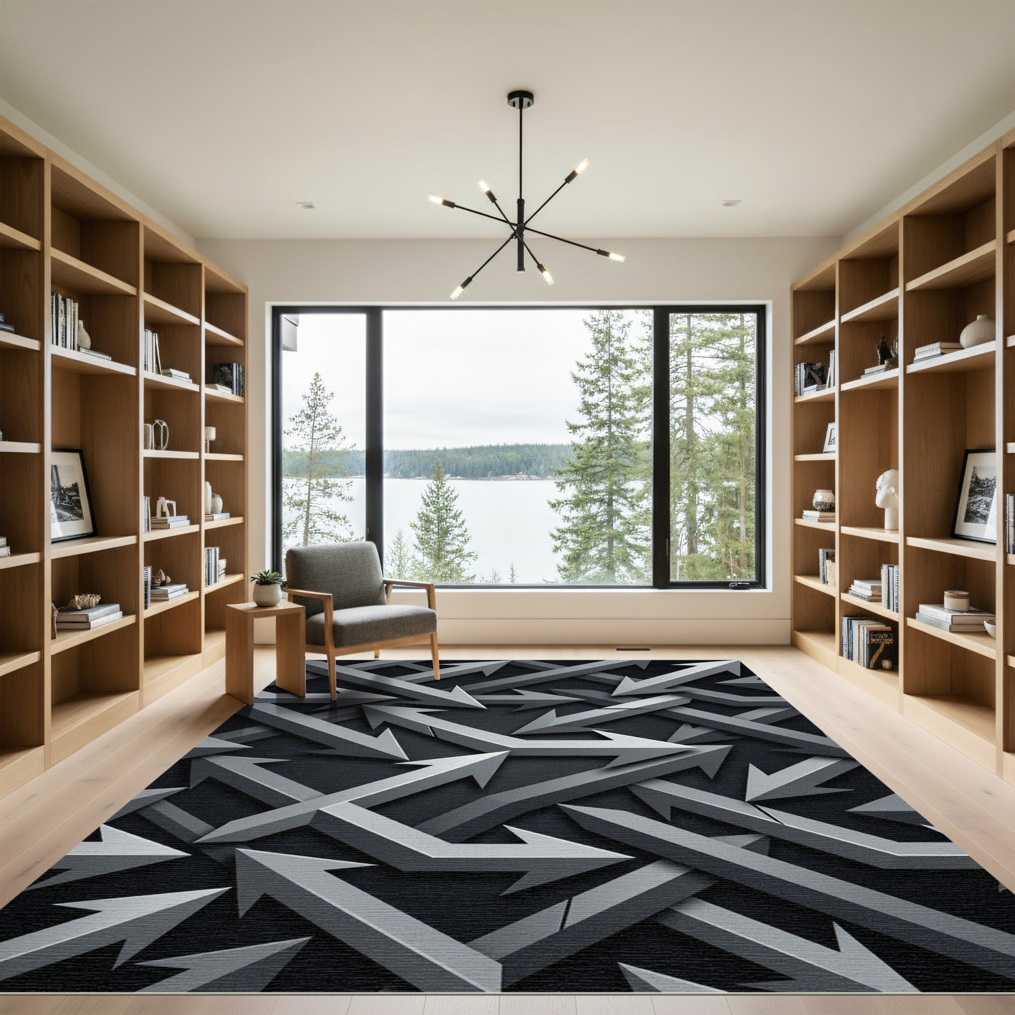 Gray Intertwined Arrow Pattern Rug
