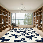 Elegant Dark Navy Bow Ribbon Composition Rug